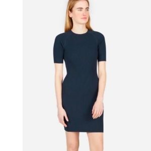 Everlane knit ribbed black sweater bodycon dress sz XS